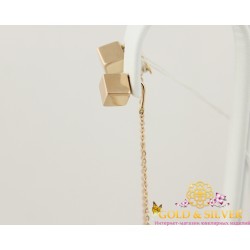 Золотые серьги протяжки Кубики 580096